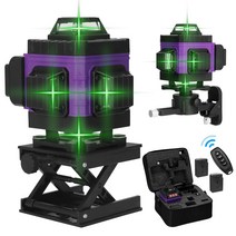 레이저레벨기 4d 16 라인 수평 라인 360 셀프 링 능 수직 초강력 녹색 빔, 세트 2 3d-eu 플러그
