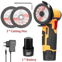 목재 각도 절단기 무선 전기 앵글 그라인더 12V 19500rpm 도구 충전식 미니 폴리싱 머신 다이아몬드 커팅, 06 Yellow 1 Battery EU