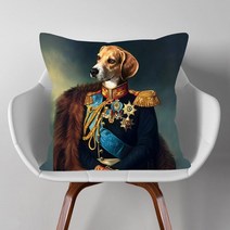 강아지 방석 쿠션 유럽 빈티지 로얄 유화 스타일 소파 베개 커버 개 고양이 초상화, [04] 45X45CM, [08] 523
