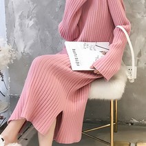 Baiwife 여성 롱 골지 니트 원피스 5 color