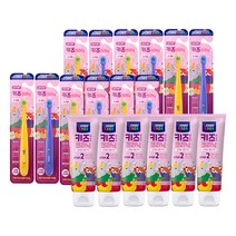 2080 키즈크리닉 2스텝 칫솔 12개 + 프루티 치약 80g 6개