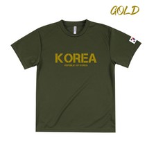 2023년 NEW KOREA 남여공용 대한민국 코리아 메탈릭 골드 면 쿨론 반팔티