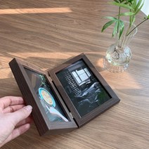 심플 인테리어 접이식 탁상용 더블액자, 월넛