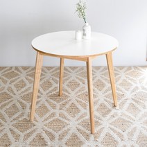 위드퍼니처 크림우드 4인용 HPM 원형 주방 테이블 800mm, 화이트