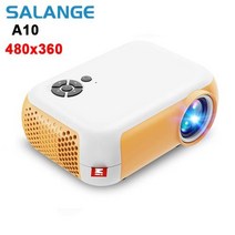 Salange 미니 프로젝터 A10 480360 픽셀 미니 비머 지원 1080P 휴대용 USB 비디오 프로젝터 홈 시어터 키즈 선물 시네마, Yellow+AU 플러그