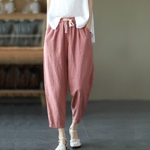 TQ 여자 린넨 밴딩 배기 팬츠 TQ0387