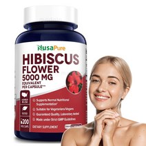 누사퓨어 히비스커스 로젤 꽃 추출물 5000mg - 200 캡슐 플라본 폴리페놀, 기본
