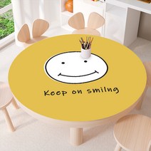 스마일 방수 PVC 테이블보 식탁 책상 원형 테이블 매트 실리콘 5종, 원직경 90cm, E