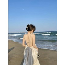 베트남 여행옷 여성 비치 휴양지 백리스 화이트 원피스