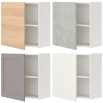 이케아 욕실 벽수납장 ENHET 엔헤트 벽수납장+선반1/도어 화이트/참나무무늬 60x30x60 cm