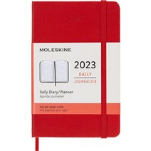 Moleskine 2023년 데일리 플래너 12M 포켓 블랙 하드 커버 (3.5 x 5.5), Pocket, Scarlet Red, Pocket
