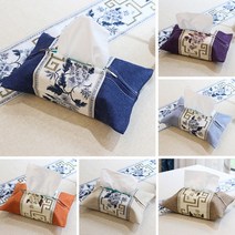 티슈케이스 레트로 패브릭 린넨 화장지 거실 휴지 가정용 패턴, 라이트 커피