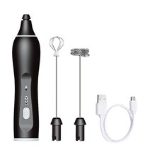 라떼거품기 커피 전동 우유 거품기 3 속도 커피 털 믹서 전기 계란 비터 Frother Foamer 미니 핸들 Stirrer 실용적인 주방 요리 도구, Black