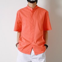 반팔 컬러 차이나 히든버튼 남방 셔츠 HW-0168