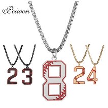 스테인레스 스틸 0-9 번호 야구 펜던트 목걸이 남성용 매력 체인 초커 농구 디지털 목걸이 패션 쥬얼리 선물, 8, 검은색, 60cm