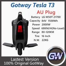Begode오리지널 GotWay 테슬라 T3 외발 자전거 1500Wh 84V 2000W 안티 스핀 블루투스 스피커 셀프 밸런스 전기 스쿠터 모노 휠, Tesla T3 1500WH AU