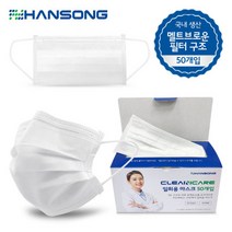 한송 국내생산 일회용 마스크 50매 비말마스크, 1개, 50매입