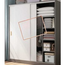 슬라이딩 도어 침실 옷장 나무 다용도 보관 미닫이, 라이트 월넛 화이트 도어(80x180)