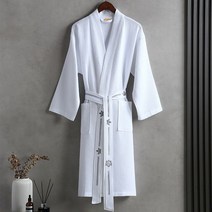 고급 호텔 목욕 가운 샤워 와플 면 흡수성 빠른 건조 여름 얇은 커플 잠옷 여성 남성 롱 기장, 순차백색면100%_L(옷길이120cm