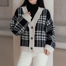 키첼 타스 체크 니트 가디건