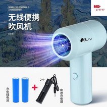 무선 헤어 드라이기 저소음 차박 미니 캠핑용 차량용 충전식 이동형 소형 휴대용, 스카이블루리튬배터리2단2충전기 USB포트