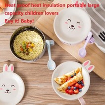일본 우동 그릇 덮밥 라면 세트 도자기 스테인레스 스틸 더블라면 인스턴트 누들 Antiscalding Cute Rabbit671, 1