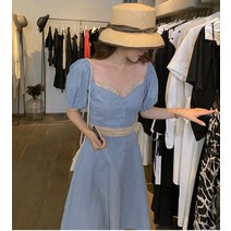 공주핏 하늘색 프릴 레이스 원피스 드레스 해변 봄 여름 바캉스룩