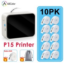 프린터 P15 무선 블루투스 전사 라벨 휴대용 접착 메이커 고속 인쇄 Niimbot D11 D110 D101 과 유사, [03] 10Roll Printer Set 1