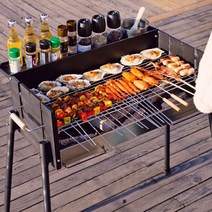 바베큐 그릴 화로대 캠핑용 스탠드형 3단조절 캠핑그릴 아웃도어 숮불화로대, 3단 온도조절 오븐