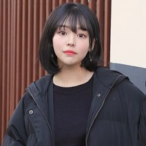 가발매니아 가발매니아 C컬단발 36cm반가발 (탄력고열사), 내츄럴블랙, 1세트