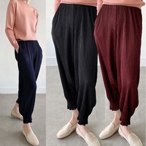 봄 가을 간절기 소세지 바지 허리 고무줄 밴드 알라딘 소시지 바지 항아리 엄마 몸빼 바지 잠옷 주름 골지 조거 바지 일 작업복 바지