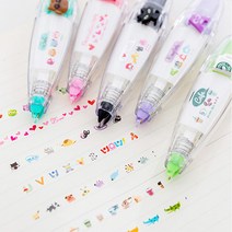 도매팜 1+1 캐릭터가 나오는 귀여운 수정테이프펜 다이어리 편지지 휴대용, 핑크하트, 2개