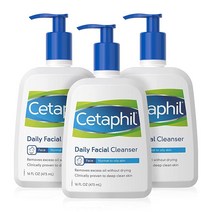 세타필 Cetaphil 데일리 페이셜 클렌저 473mL 3팩 중성 /지성 용145330, 16 Fl Oz (Pack of 3)_Daily Fac