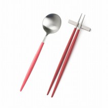 큐티폴 고아 스푼 젓가락 세트 받침 포함 레드, 상세설명 참조