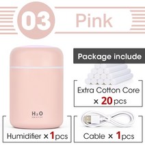 가습기 가습기 휴대용 USB 초음파 다채로운 컵 아로마 디퓨저 쿨 미스트 메이커 공기, 핑크-20필터