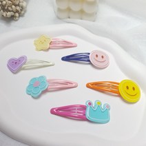 러블리 하트 똑딱핀 (6개)세트 스마일 아크릴 똑딱핀 (6개) 세트 유아 머리핀 앞머리핀