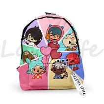 3D 인쇄 Toca Boca 배낭 Life 월드 게임 학교 가방 십대 소녀 애니메이션 Bookbag 키 체인 여행 Mochila 여성, [26] 26