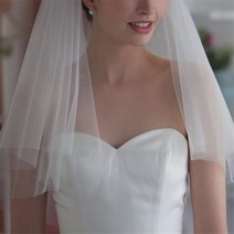 스카프머리끈 두 레이어 웨딩 베일 아이보리 화이트 숏 튤 신부 빗 액세서리