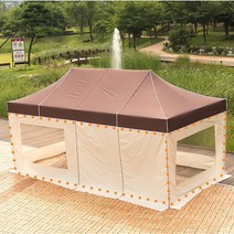 프리미엄 캐노피 천막 3X6 벽면 바람막이 창문 가림막 레져 용품, 쿠팡 파주친구 P투명4벽면 3X6_브라운