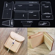 원데이클래스 가죽공방 카드지갑만들기 1set 아크릴 스텐실 레이저 컷 템플릿 diy 가죽 수제 공예 여성 짧은 지갑 바느질 패턴 911.52cm, 없음