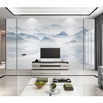 멍석 수묵 산수화 뉴차이나스타일 TV배경벽 벽지 벽화 3d XXXXX초기화 거실 부직포 촬영 벽그림, T20-5D리얼실크천