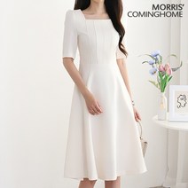 (정품)모리스커밍홈 클래식 스퀘어넥 핀턱 플레어 원피스_M2303OP080B
