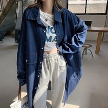 여성 청조끼 데님 베스트 빅사이즈 레이어드 야상조끼 데님 재킷 여성 봄과 가을 얇고 루즈한 중간 길이 트렌치 코트 탑 긴팔 패션 트렌드