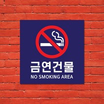라라마트 금연건물 금연아파트 안내문 경고문 출입구안내판 실내 부착 경고판 블루, 1개, 금연건물-라지
