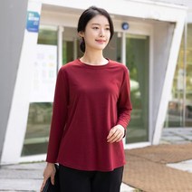 모슬린 엄마옷 무지 라운드 긴팔 티셔츠 ETS210024 마담 미시옷 중년여성의류 빅사이즈 50대 60대여성옷
