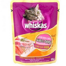 위스카스 고양이 습식사료 파우치 씨푸드 칵테일, 생선, 85g, 1개입