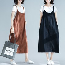 플라이오디오 빅사이즈 나시 롱 원피스 린넨 데일리 뷔스티에 원피스 티셔츠 미포함