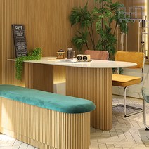 끌레오 뮤즈 4인용 세라믹 반타원형 템바보드 식탁 테이블 홈바 1200 CL451, 화이트 세라믹, 오크