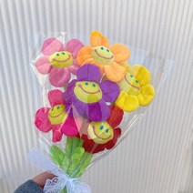 꽃다발 졸업식 선택) 꽃인형 인형(색 천꽃 꽃다발 생일 어린이집 입학식 만들기 유치원 헝겊꽃 식목일 32cm, 그린