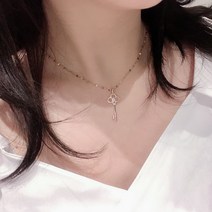 티타늄 열쇠 큐빅 윤은혜 써지컬스틸 라운드 쉐입 목걸이